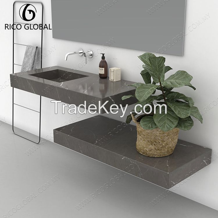 Durable Natural Stone Splicing Wall-Mounted Basin with Waterproof Finish