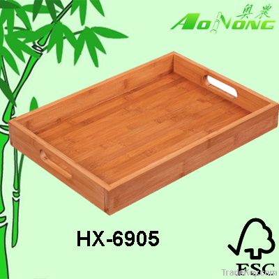 Bamboo serving tray with foldable leg