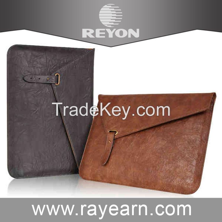 Distressed brown Leather Sleeve with card slots and pocket for Macbook Air 12 inch