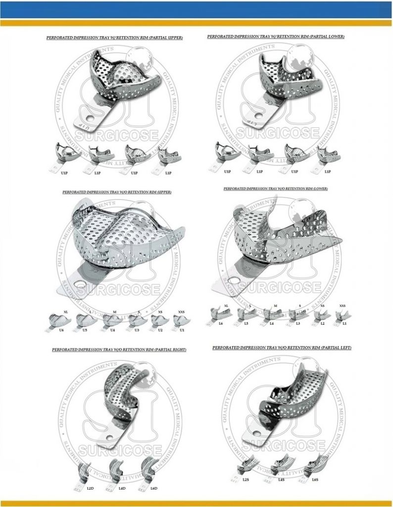 Impression Trays Perforated, Solid, Partial, Full Denture