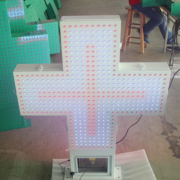 Iron cabinet white frame 80*80 LED cross sign