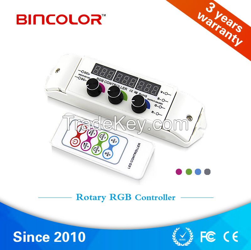 CE FCC changeable DC 12V led strips rf touch remote control, 24V 5A 4 channel led light rgbw rotary controller