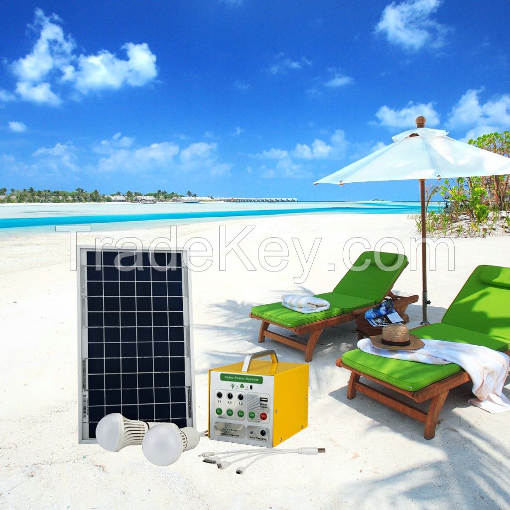 Portable Solar Home Lighting System for indoor and outdoor with 3W LED Light and Mobile Charger