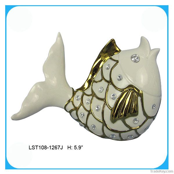 Ceramic fish statue for home decoration