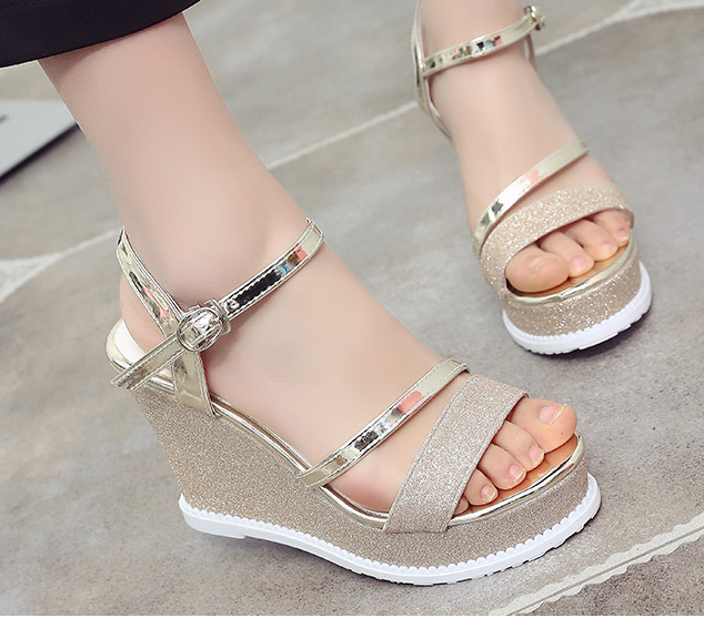 Ladies Fashion High Wedge Sandals shoes for summer with high quality PU with good price