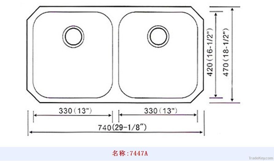 undermount double kitchen sinks -7447A