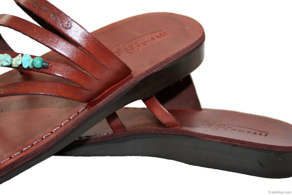 Brown Decor Rainbow Leather Sandals