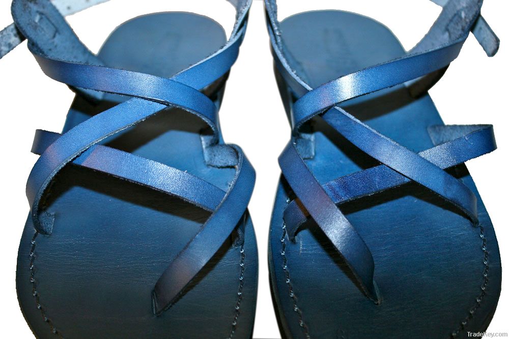 Blue Triple Leather Sandals