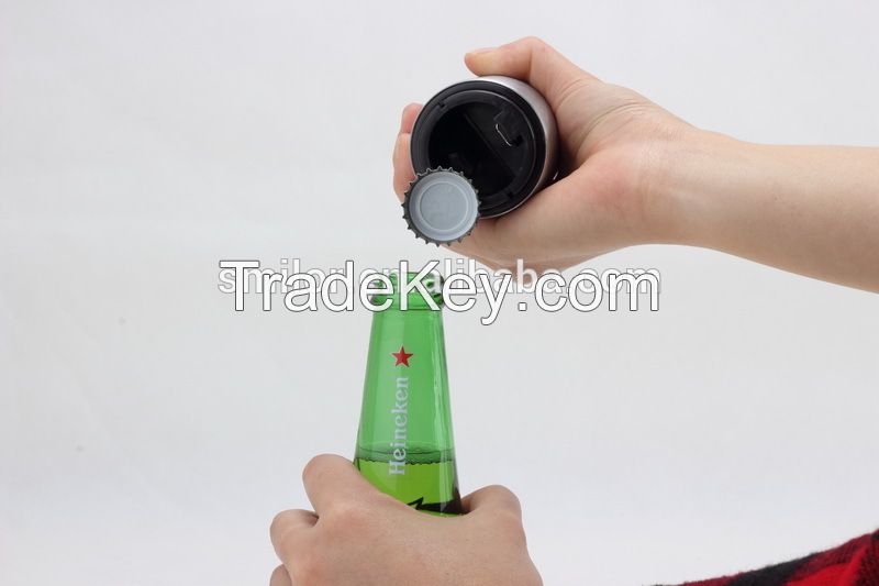 Promotional Creative Barrel Shaped Stainless Steel Automatic Bottle Opener