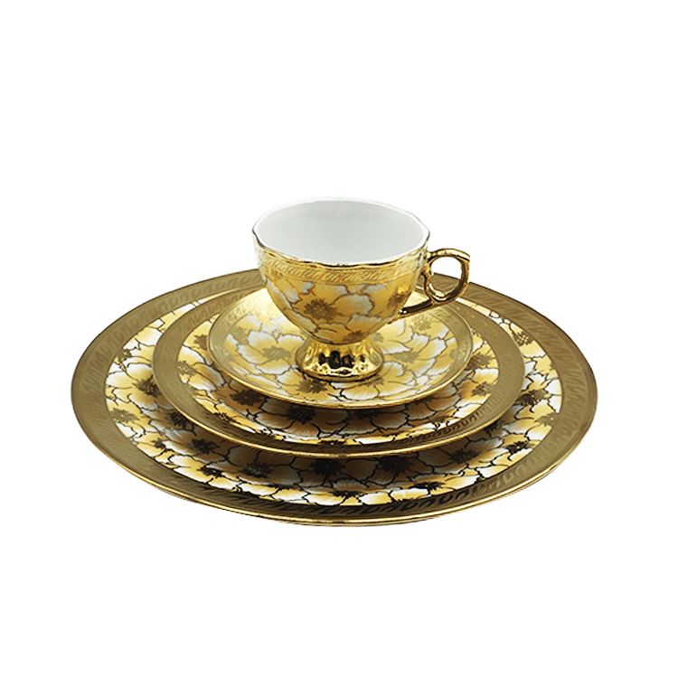 Eletrocplating golden 24pcs porcelain teaset  pakistan 