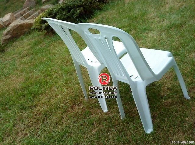 Armless White Plastic Stacking Chair