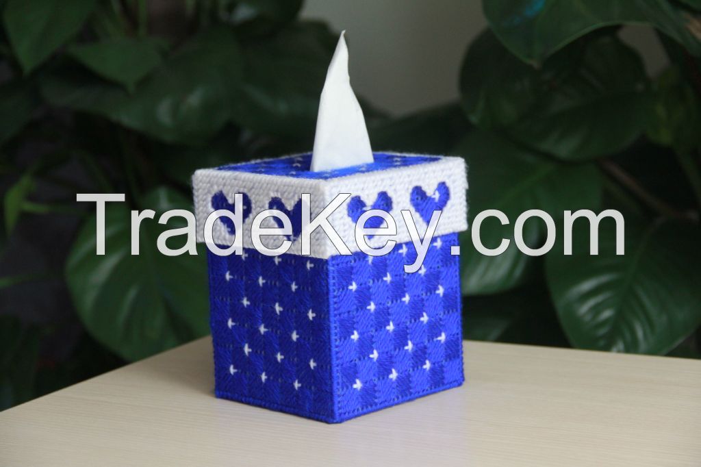 new arrive fashion handwork cross-stitch cube Paper towel box embroidery