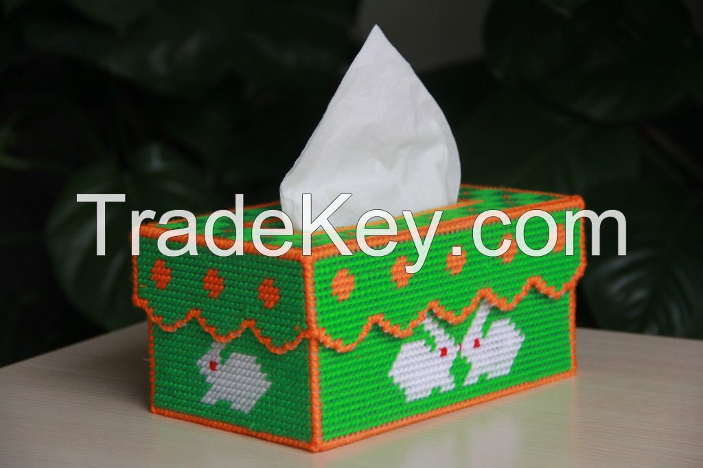 new arrive fashion handwork cross-stitch cuboid Paper towel box embroidery