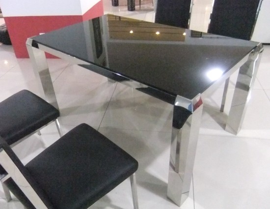 Hot Sale Modern Stainless Steel Glass Dining Table