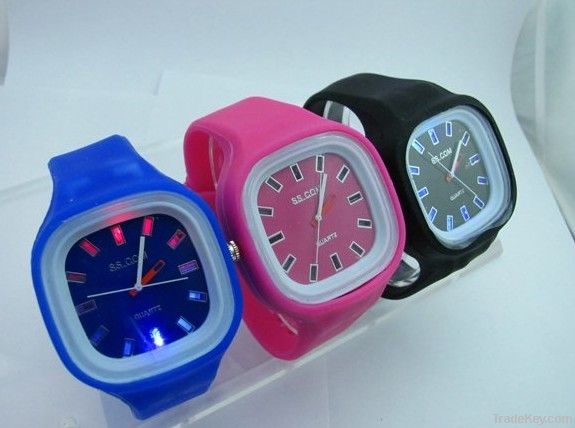 silicone jelly watch slap band watch with led light