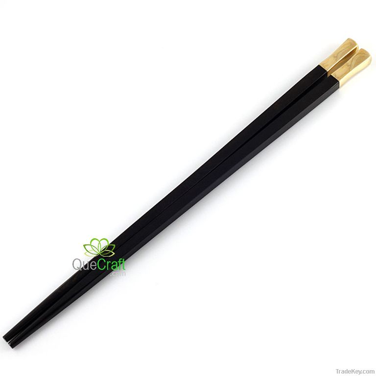 Exquisite Handmade Organic Ebony & Brass Chopsticks 1 Pair