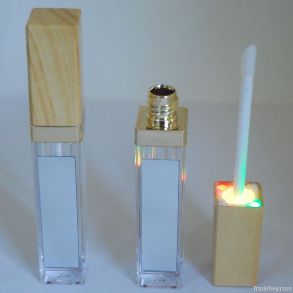 LED lipgloss containers cap with wooden grain