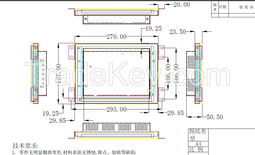 10.4 inch 4:3 touch screen monitor for machine,with HDMI VGA input 1024x768  USV or seiral (r232) control metal case monitor