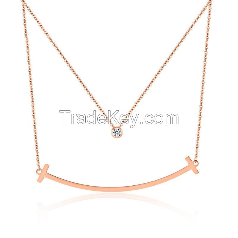 Rose gold-tone stainless steel pendant necklaces for women jewelry