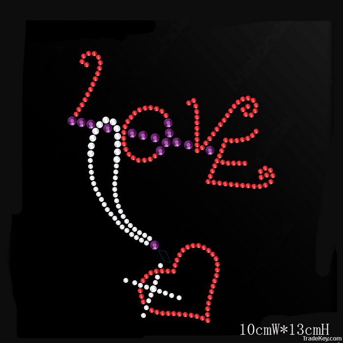 love rhinestone transfer