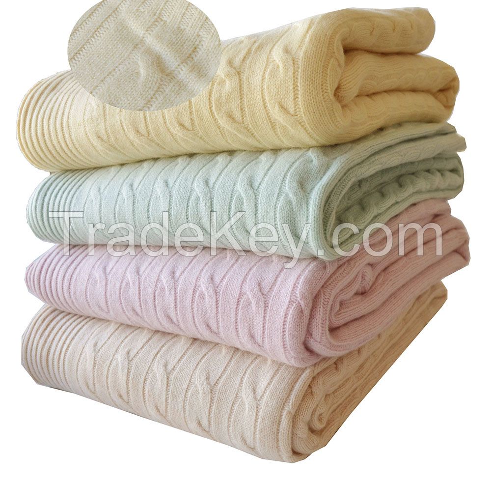 best quality high end winter knitting wool cashmere blanket