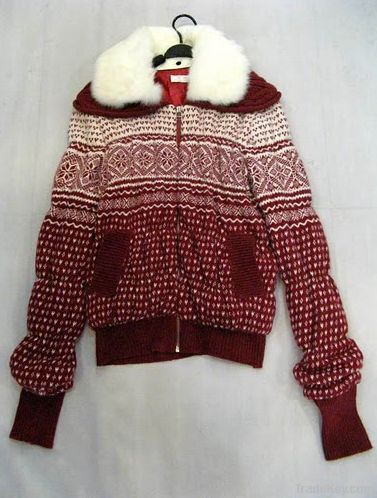 Wool+rabbit collar knitwear / Cardigan sweater coat