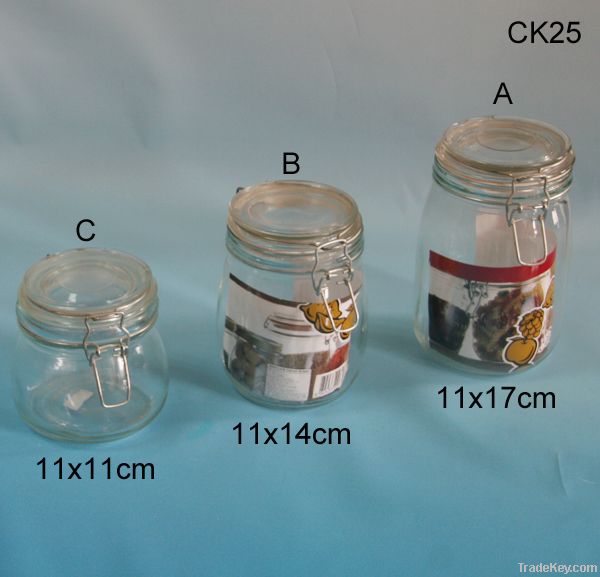 clear glass food jar with clip lid