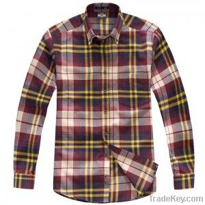 man&#039;s 100% cotton flannel long sleeve casual shirt