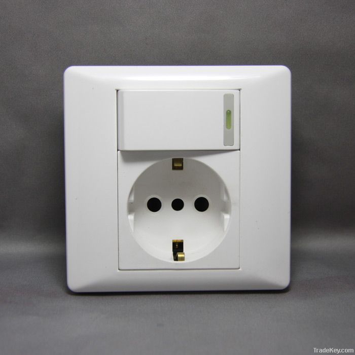 K3.0 Germany socket with witch Wall Switch &amp; Sockets