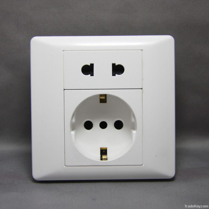 K3.0  Germany socket with 2 extremely Wall Switch &amp; Sockets