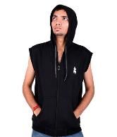 Posh 7 Sleeveless Black Hooded Sweatshirt