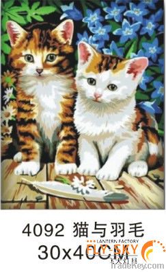 hot design cartoon animal diy canvas oil painting for kids'gift