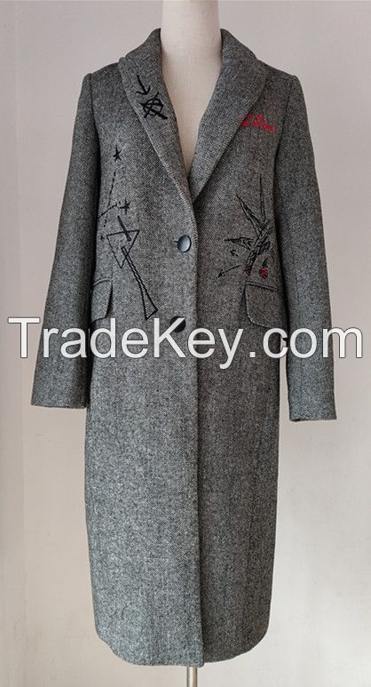 80%polyester20%wool women's woolen coat