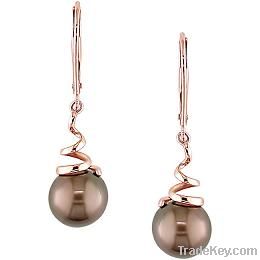 14k rose gold brown freshwater pearl earrings