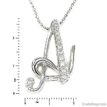 18K white gold diamond letter pendant