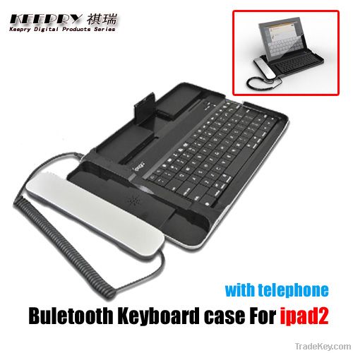 Bluetooth Aluminum Metal keyboard with telephone for ipad2