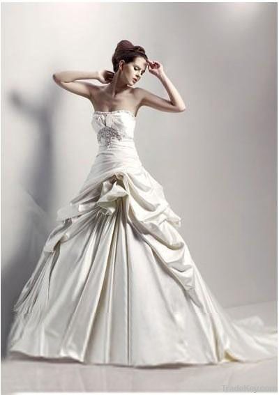 Strapless Straight Beaded Neckline Wedding Dress