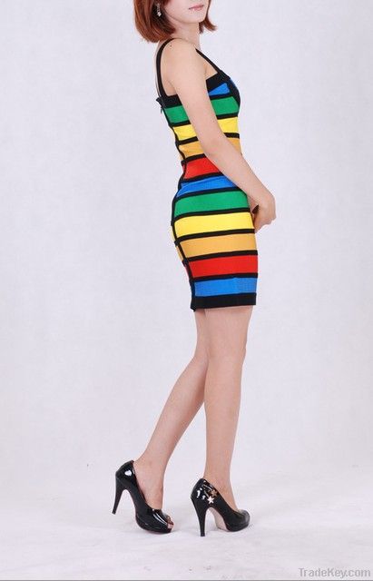 colorful ladies cheap bandage dress hot sale