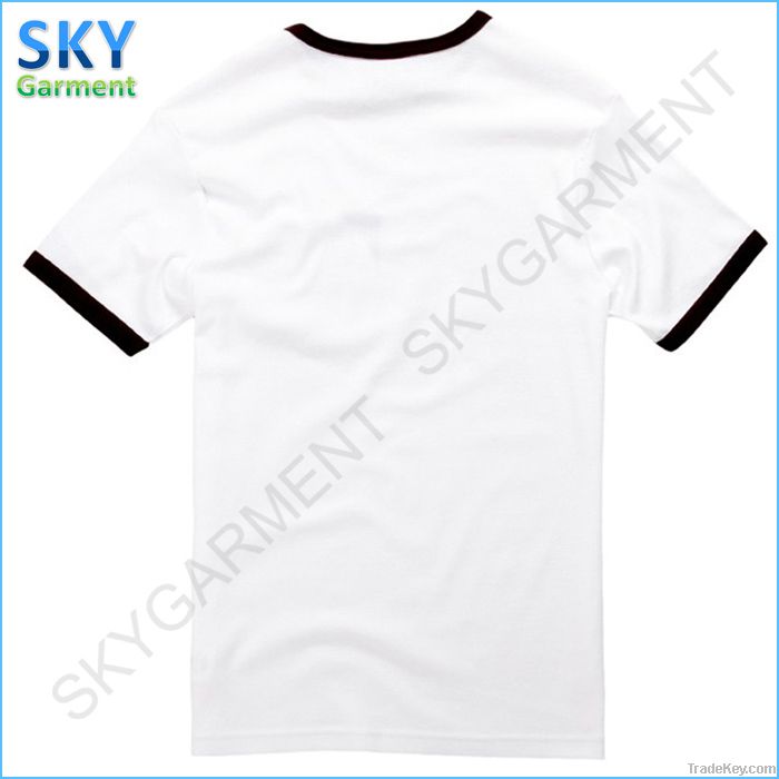 Contrast Color Round Neck Short Sleeve Mens T shirt