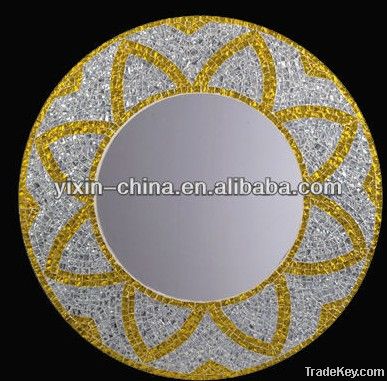 2013 New Design Round shaped Beveled Mosaic Glass Large Wall Mirror