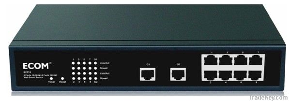 ECOM S2510 8 10/100M Ports + 2Giga Ports Web Management Switch