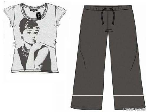 Ladies Scoop Neck T-Shirt and Pant Set