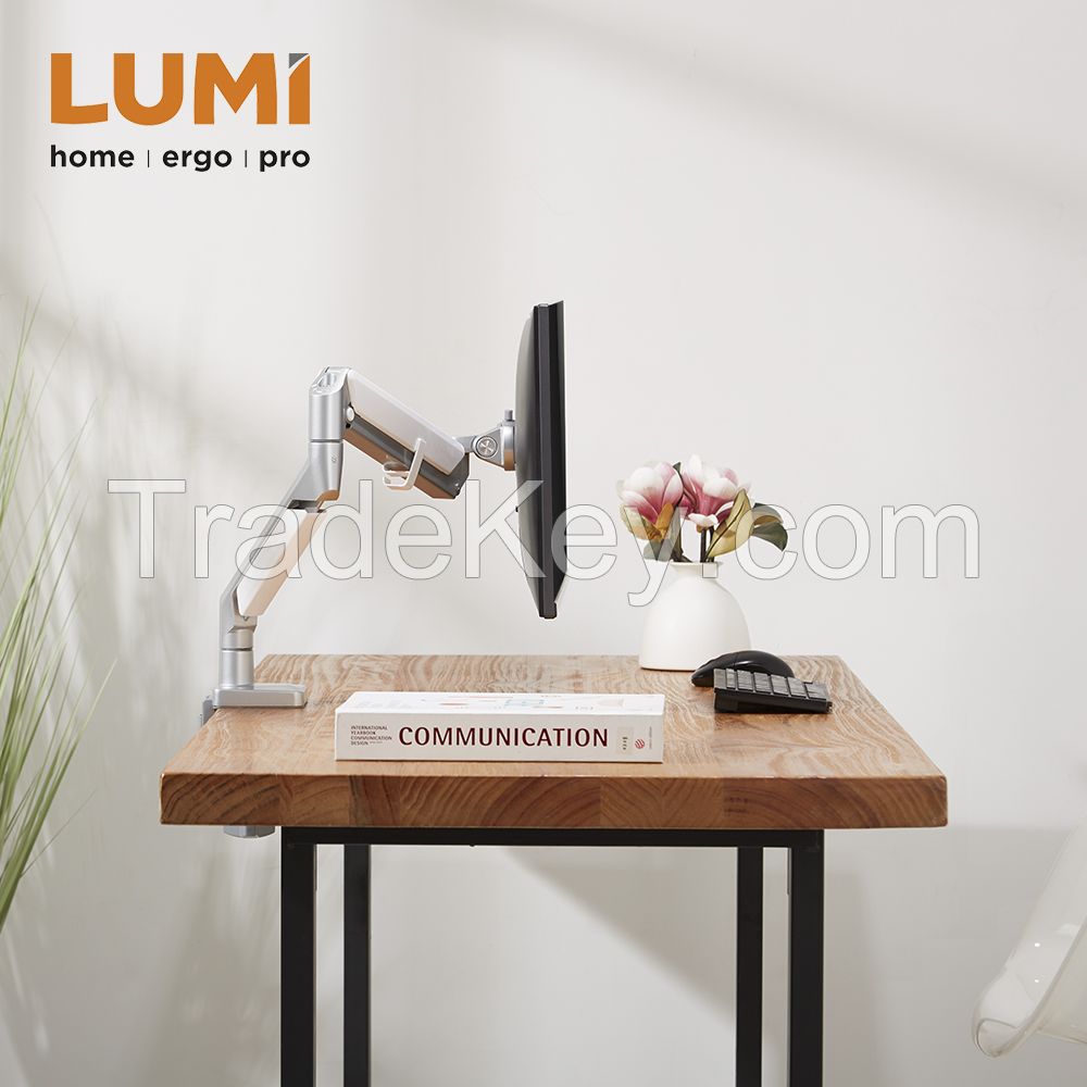 Single Aluminum Gas Spring Monitor Desk Mount