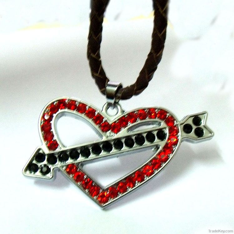 Rhinestone Alloy Valentine&#039;s Heart Charms Pendant