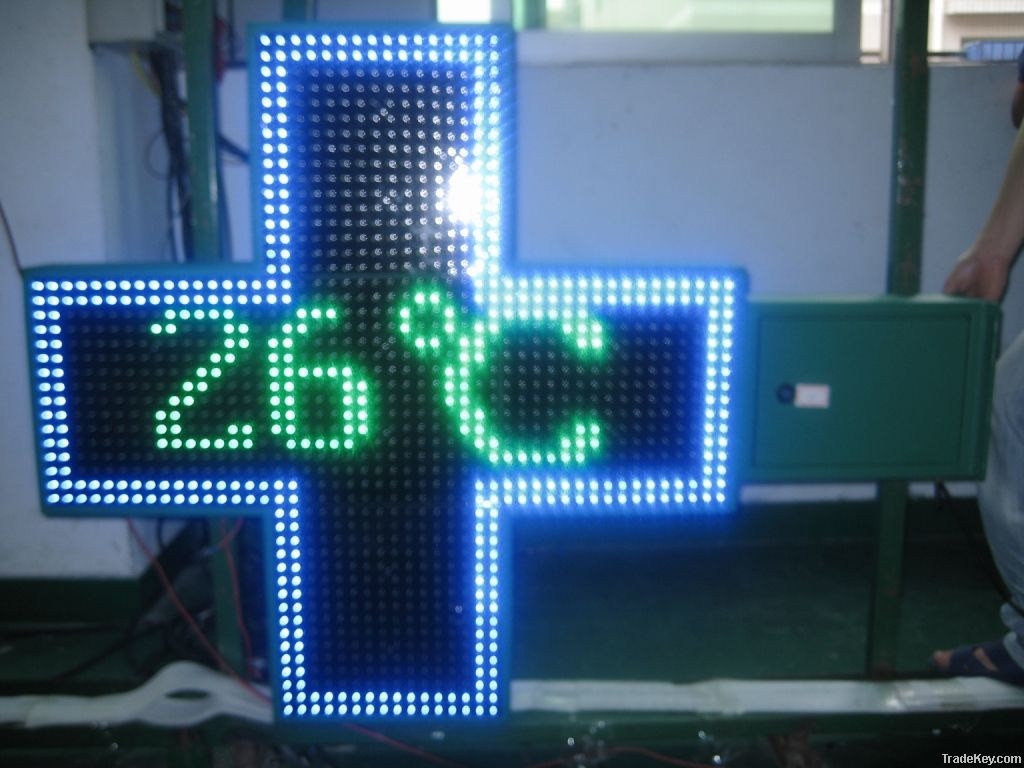 Outdoor green P16 double sides led pharmacy sign screen advertisement