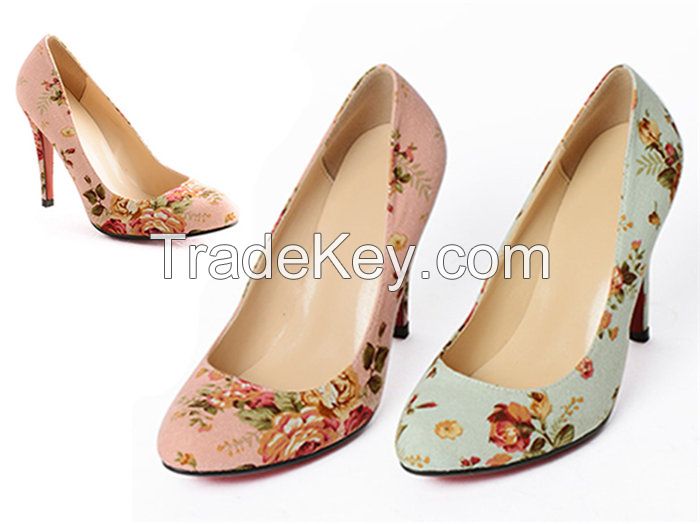 New Style High Heel Shoes Enamel/Suede/Animal/Flowers Fabric Pumps[JGB14002]