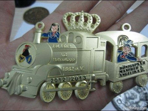 3D GOLD train metal medal Karneval craft