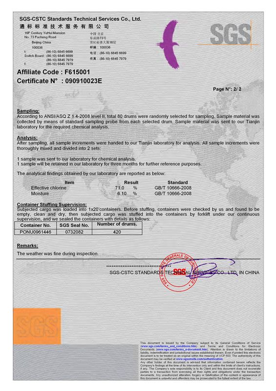 Calcium Hypoclorite 35%, 45%, 65%, 70%