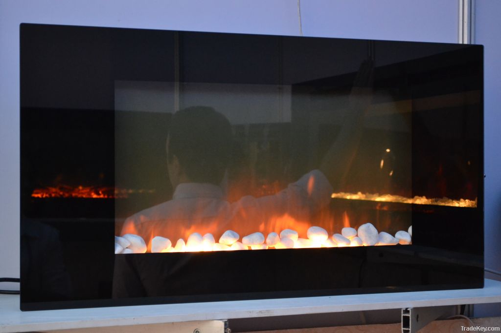 72&quot; wall-mounted fireplace with stone with remote control