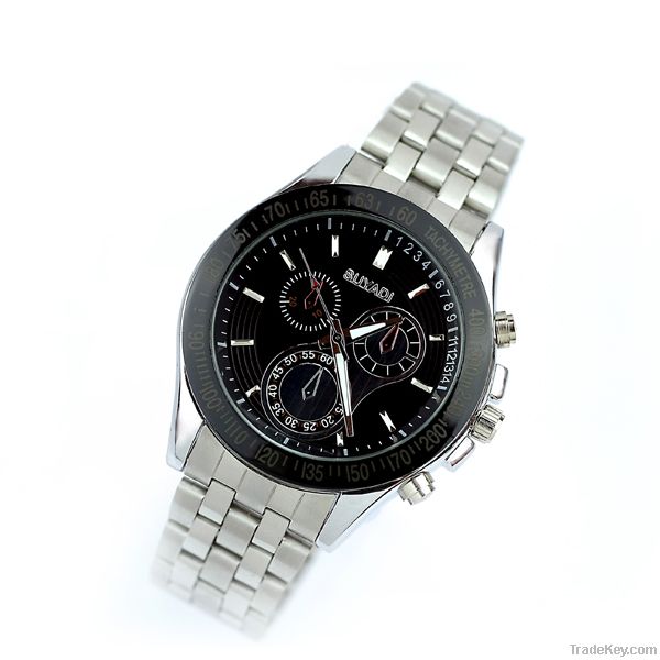 Fashion&Luxury Stainless steel men's waterproof Quartz wristwatch